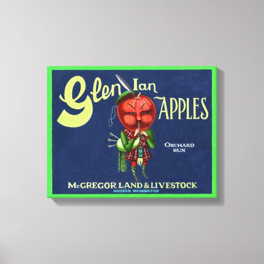 Vintages Glen Ian Apples Logo, Hooper, Washington, Leinwanddruck (Vorderseite)
