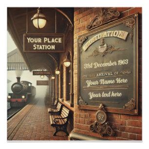 Vintages Glossy Poster für den Bahnhof