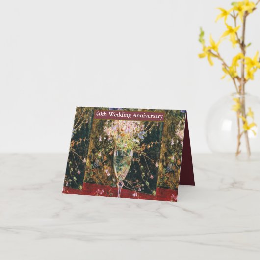 Vintages Glück 40. Hochzeitstag Karte (Gelbe Blume)