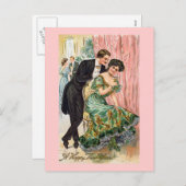 Vintages Glück im neuen Jahr Feiertagspostkarte (Vorne/Hinten)