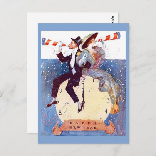 Vintages Glück im neuen Jahr Postkarte (Vorne/Hinten)