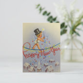 Vintages Glück im neuen Jahr Postkarte (Stehend Vorderseite)