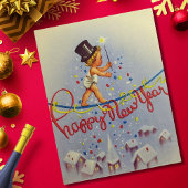 Vintages Glück im neuen Jahr Postkarte