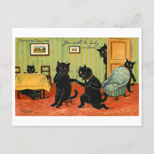 Vintages Glück Schwarze Katzen Glück in der Liebe Postkarte