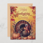 Vintages Glück Thanksgiving Türkei Gruß Feiertagspostkarte (Vorne/Hinten)