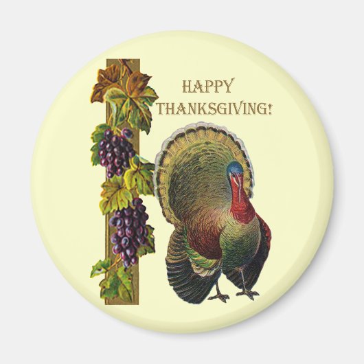 Vintages Glück Thanksgiving Türkei Magnet (Vorne)