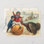 Vintages Glück Thanksgiving Türkei Postkarte (Vorne/Hinten)