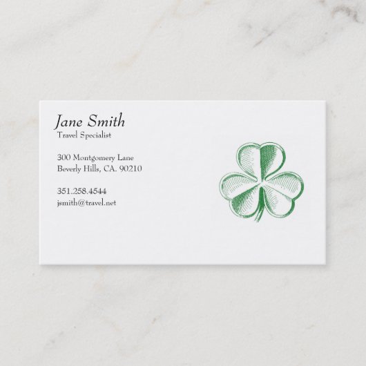 Vintages glückliches Kleeblatt Visitenkarte (Vorderseite)