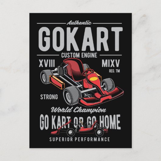 Vintages Go-Kart-Racing-Logo Postkarte (Vorderseite)