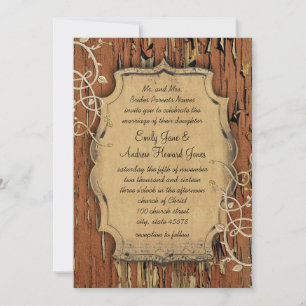 Vintages Gold Altes Barnholz Vine Swirt Hochzeit Einladung