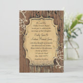 Vintages Gold Altes Barnholz Vine Swirt Hochzeit Einladung (Stehend Vorderseite)