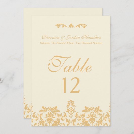 Vintages Gold, antike Tischkarten Einladung (Vorne/Hinten)