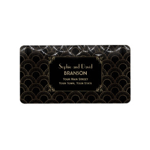 Vintages Gold Art Deco Fleur-de-lis Wedding Adressaufkleber