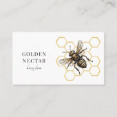 Vintages Gold Biene Logo Honeybeeper Visitenkarte (Vorderseite)