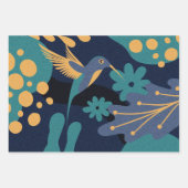 Vintages Gold, Blau und Türkis Geschenkpapier Set (Vorderseite)