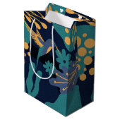 Vintages Gold, Blau und Türkis Mittlere Geschenktüte (Rückseite Schrägansicht)