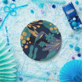 Vintages Gold, Blau und Türkis Pappteller (Party)