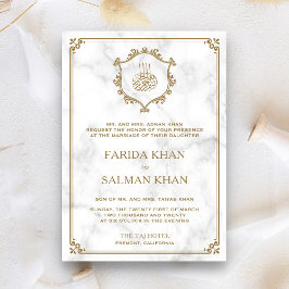 Vintages Gold Blühe Islamische Hochzeit aus weißem Einladung