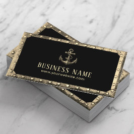 Vintages Gold Boat Anchor Metal Gerahmt Black Visitenkarte