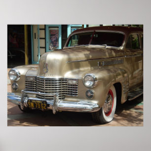 VINTAGES GOLD CADILLAC POSTER