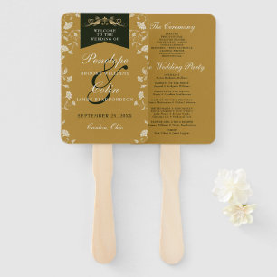 Vintages Gold Chic Book Kapitel Hochzeitsprogramm Fächer