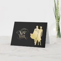 Vintages Gold Couple Art Deco New Year