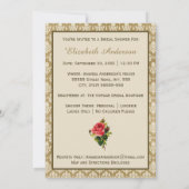 Vintages Gold Damask Rosa Brautparty Einladung (Rückseite)