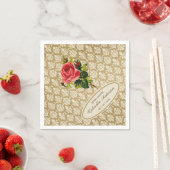 Vintages Gold Damask Rosa Brautparty Serviette (Beispiel)