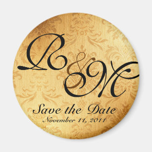 Vintages Gold, das Save the Date Wedding ist Magnet