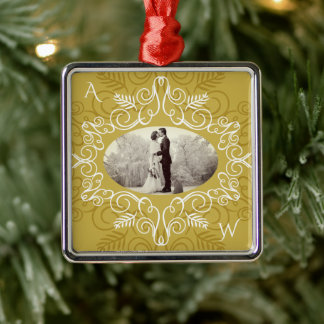 Vintages Gold Deko Frame festes Foliage Chic Foto Ornament Aus Metall