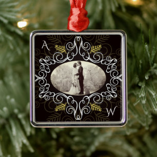 Vintages Gold Deko Frame festes Foliage Chic Foto Silbernes Ornament