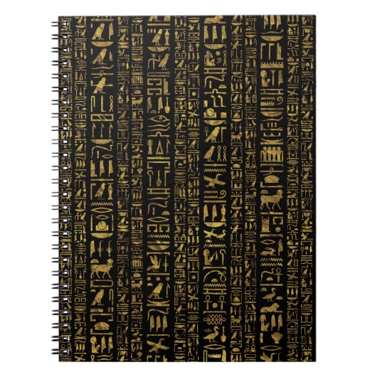 Vintages Gold der ägyptischen Hieroglyphen auf Notizblock (Vorderseite)