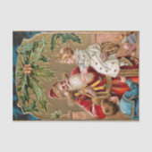 Vintages Gold Der Weihnachtsmann mit Kindern Seidenpapier (Vorderseite)