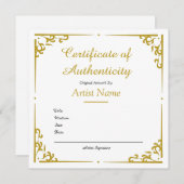 Vintages Gold-Echtheitszertifikat für Kunst (Vorne/Hinten)