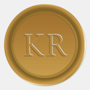 Vintages Gold Elegante Monogram Wax Siegel Runder Aufkleber