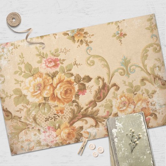 Vintages Gold Floral Decoupage Seidenpapier