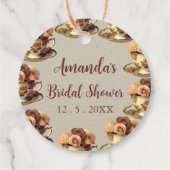 Vintages Gold Floral Tee Party Brautparty Geschenkanhänger (Rückseite)