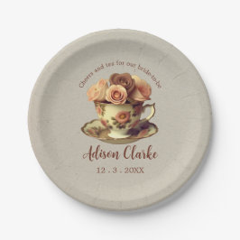 Vintages Gold Floral Tee Party Brautparty Pappteller