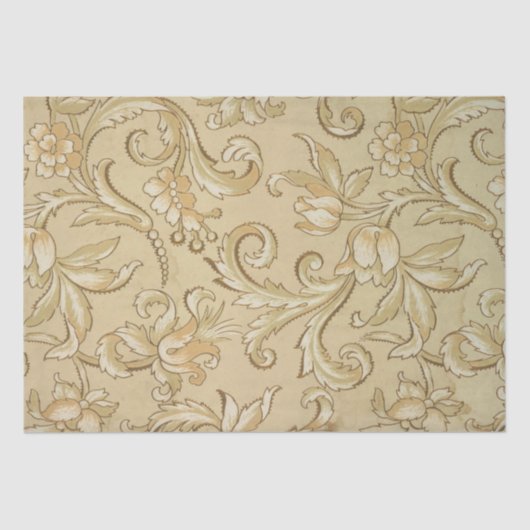 Vintages Gold Floral Tulip Blume Bildtrommel Seidenpapier (Vorderseite)