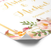 Vintages Gold Frame Floral Wedding Schild (Ecke)