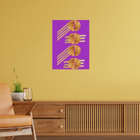 Vintages Gold gegenüber lila Ästhetik Poster (Wohnzimmer 2)