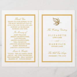 Vintages Gold Glitzer Butterfly-Hochzeitsprogramm