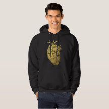 Vintages Gold Heart Men Hooded Sweatshirt