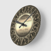Vintages Gold Hearts 50. Hochzeitstag Runde Wanduhr (Winkel)