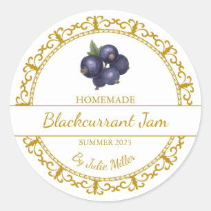 Vintages Gold-Homemade-Blackcurrant-Jam-Label Runder Aufkleber