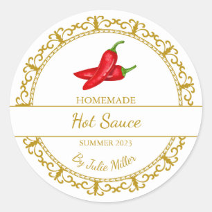Vintages Gold-Homemade-Hot-Chili-Sauce-Label Runder Aufkleber