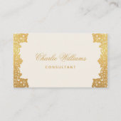 Vintages Gold Ivory QR Code Elegantes Script Antiq Visitenkarte (Vorderseite)