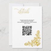 Vintages Gold mit QR Code Hochzeit Einladung (Rückseite)