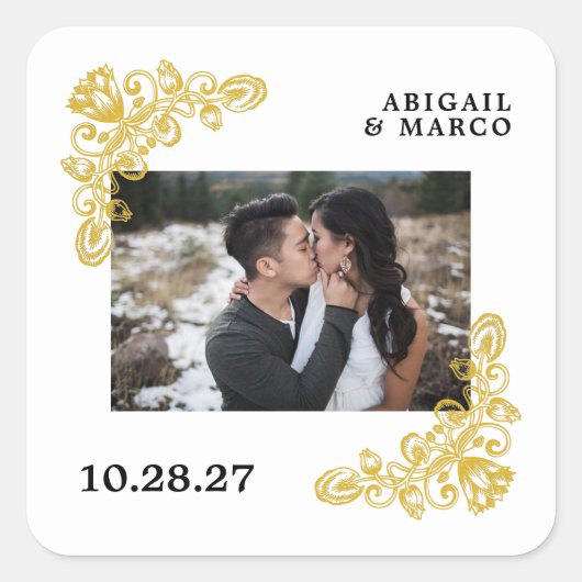 Vintages Gold Quadratischer Aufkleber (Vorderseite)