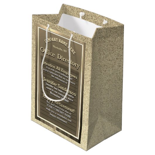 Vintages Gold-Rentiing-Zeichen Mittlere Geschenktüte (Rückseite Schrägansicht)